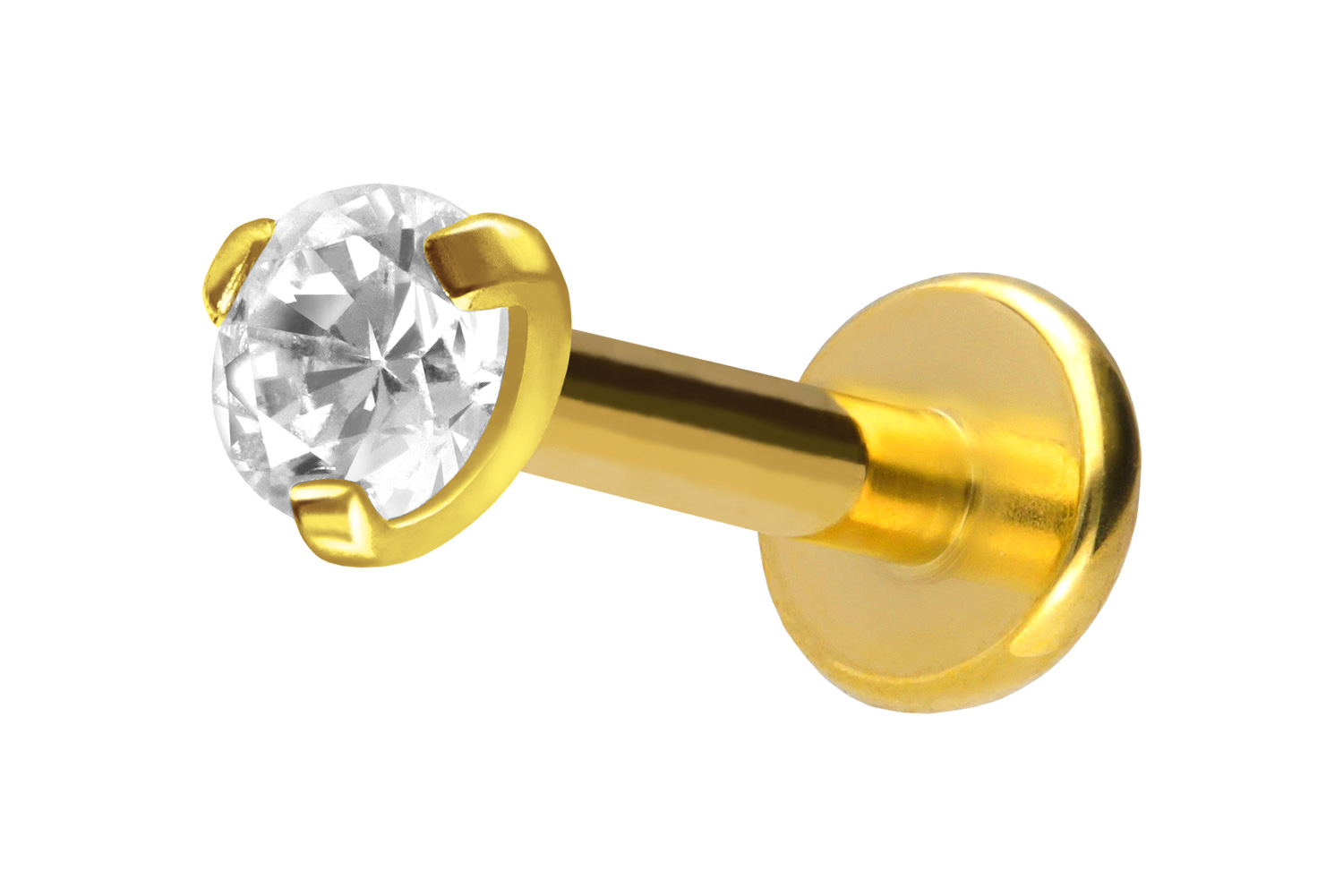 Titan Labret Piercing mit Innengewinde EINGEFASSTER KRISTALL